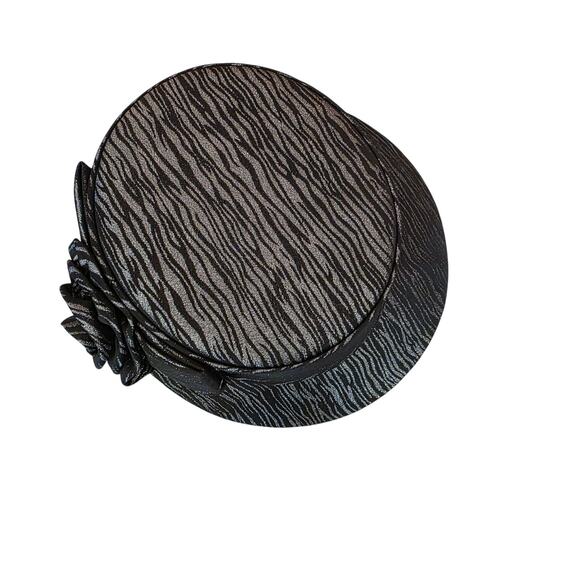 NWT Terramina Black‎ and silver zebra cloche hat, #18 (3254) (box not included) main image 4